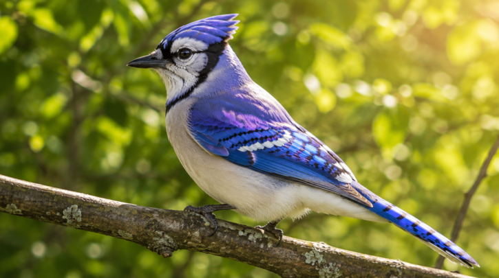 Illustration of a Blue Jay's structural blue coloration in direct sunlight